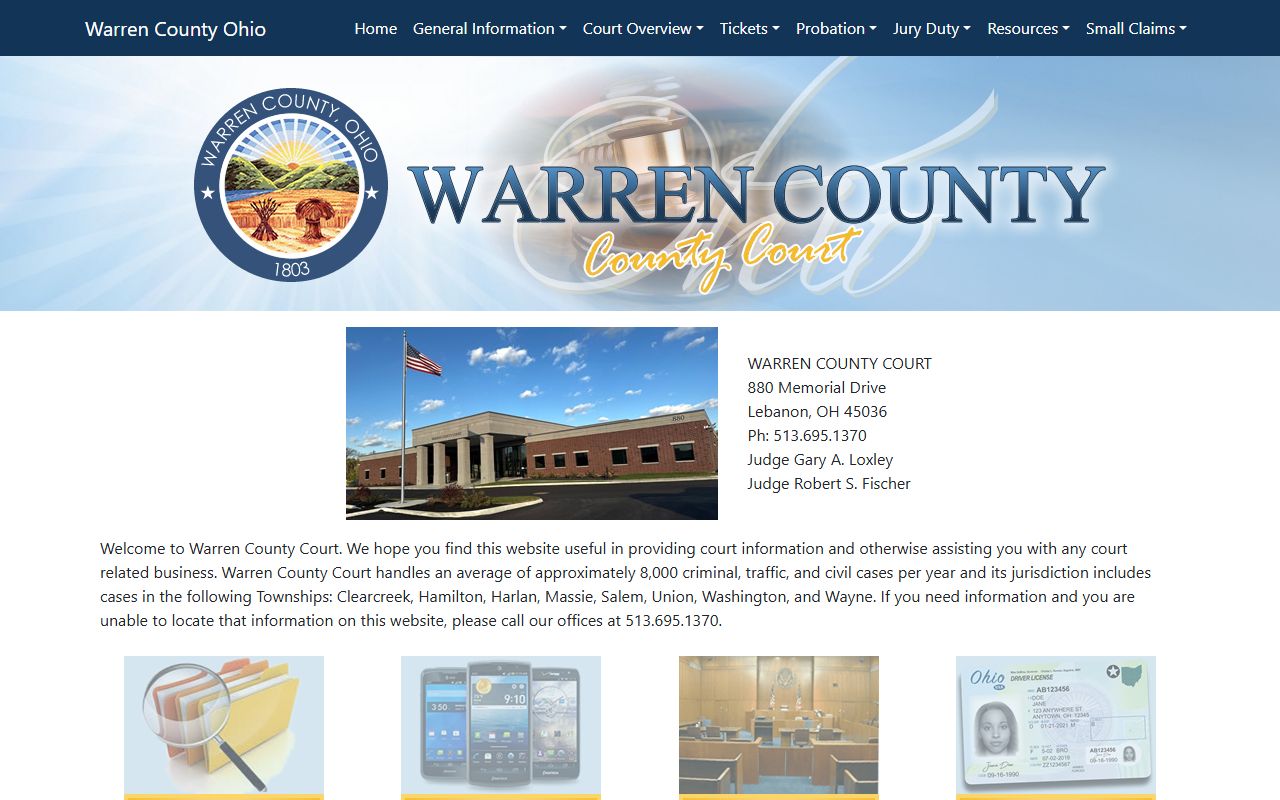 Warren County Court homepage for court records and case information