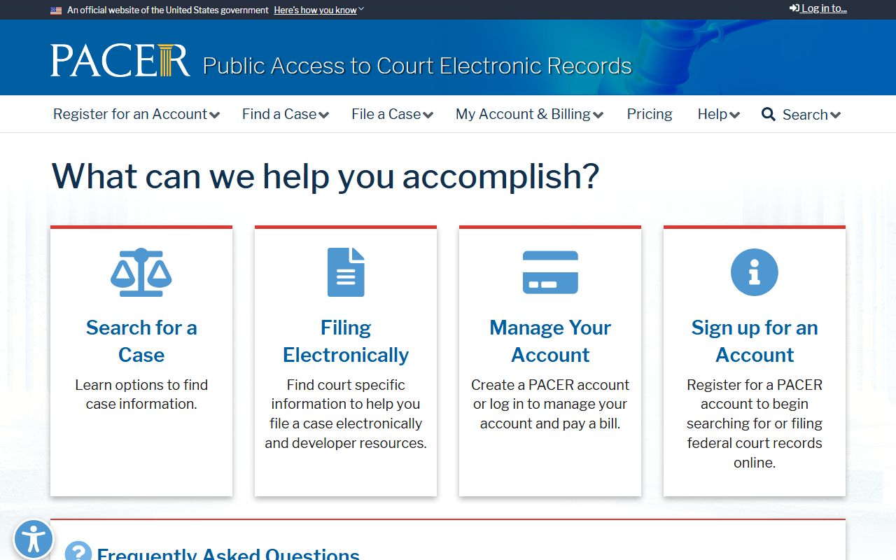 PACER federal court records system serving Warren County