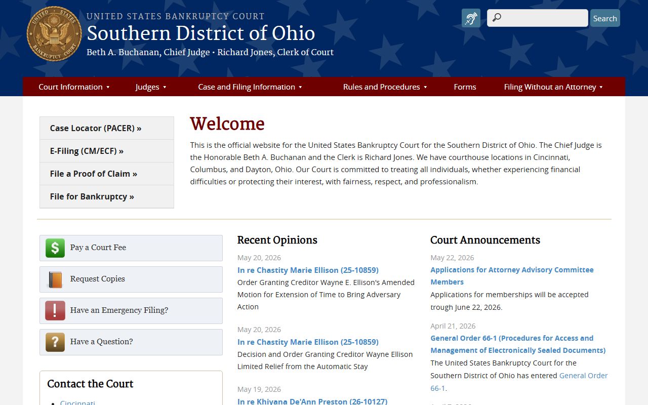 U.S. Bankruptcy Court Southern District of Ohio records for Warren County