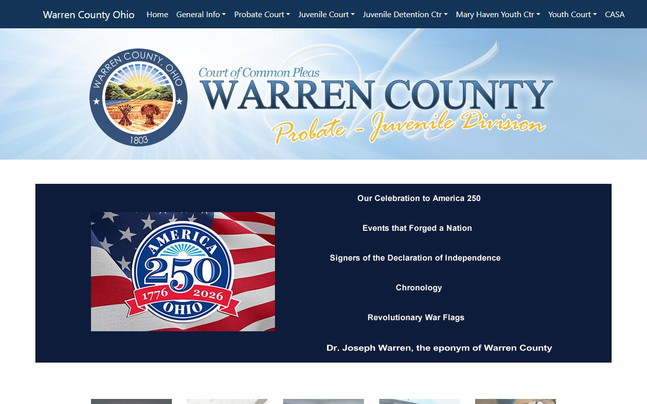 Warren County Probate Court landing page for probate records and forms