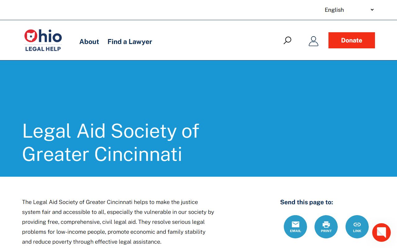 Legal Aid Society of Greater Cincinnati resource serving Warren County