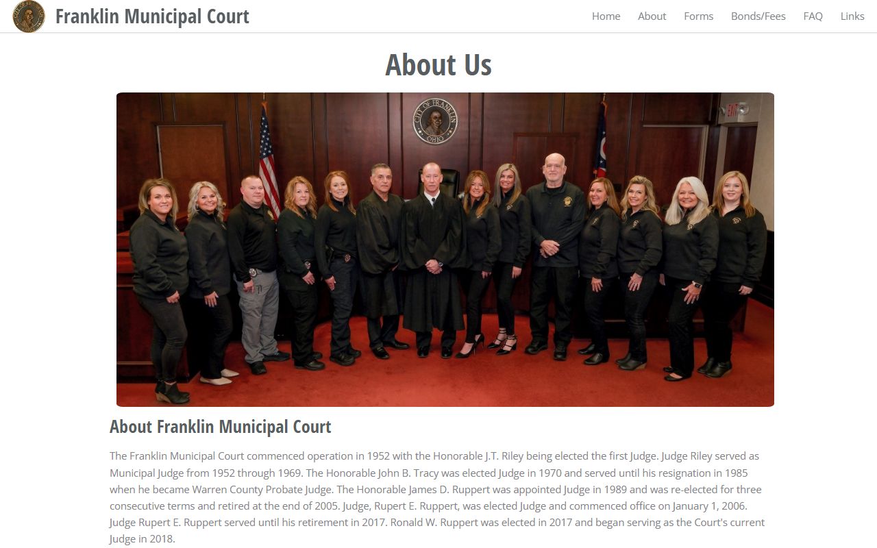 Franklin Municipal Court about page behind Warren County traffic court records