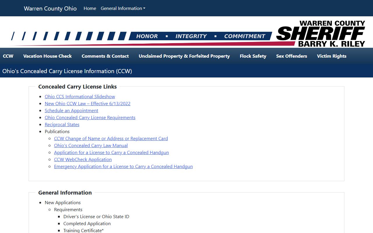 Warren County Sheriff citizen resources page for Warren County warrant records